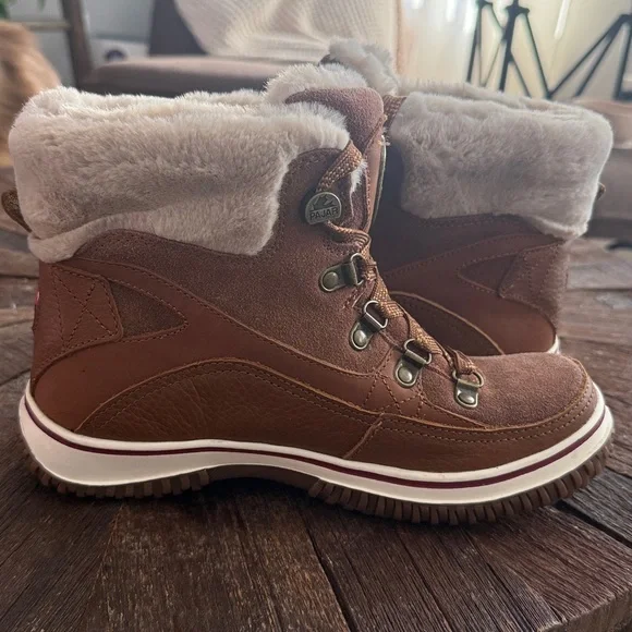 Pajar Canada Giselle Waterproof Leather Snow Boots Fur Lined Brown - Picture 2 of 11